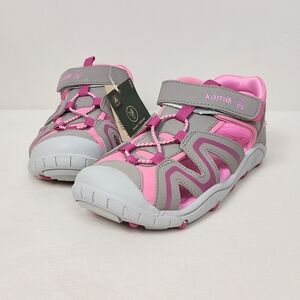 Kamik Kids Kick Sandals Girl's Size 5 Youth Juniors Gray Pink Closed Toe Shoes